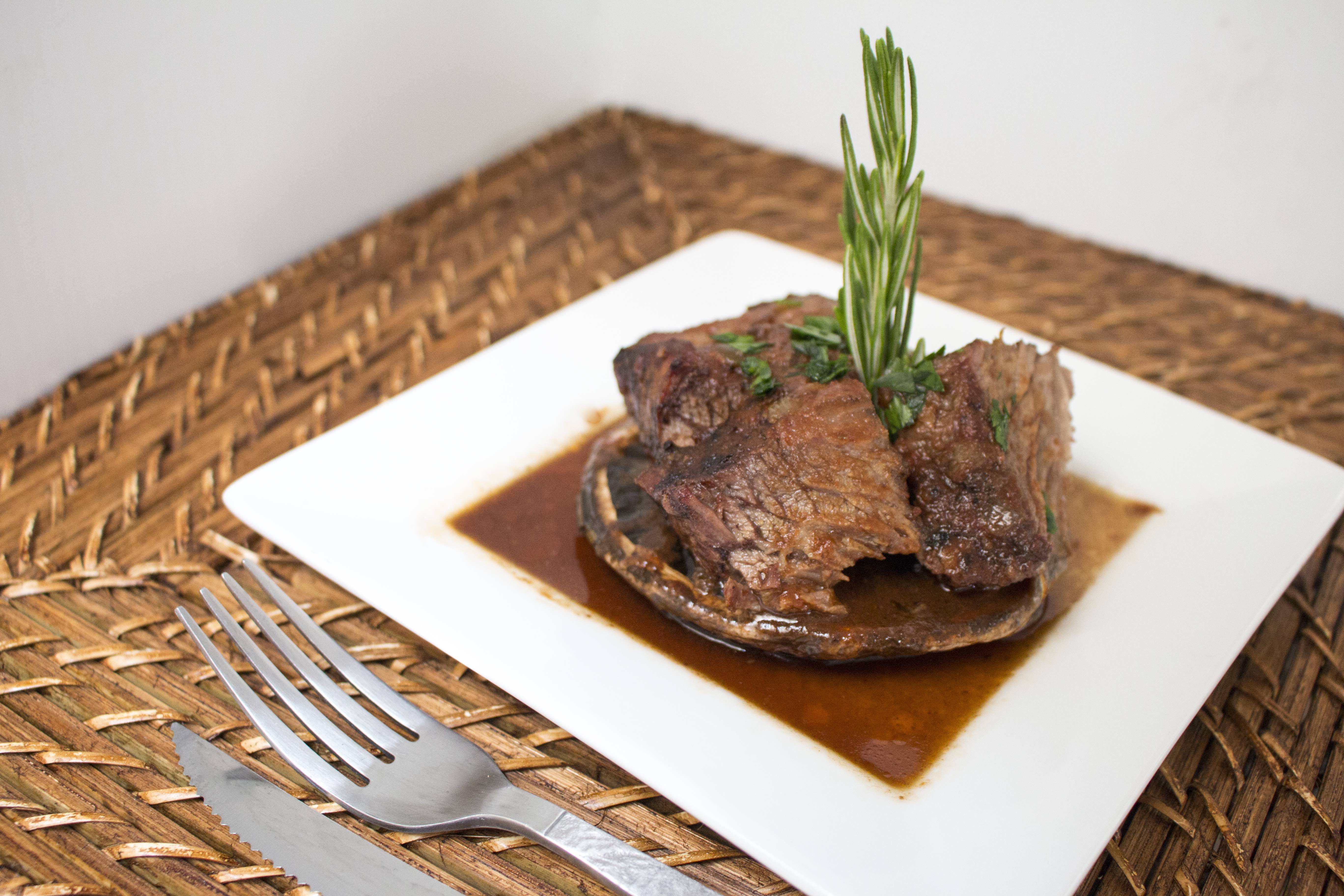 Beef Short Ribs over Portobello Mushrooms
