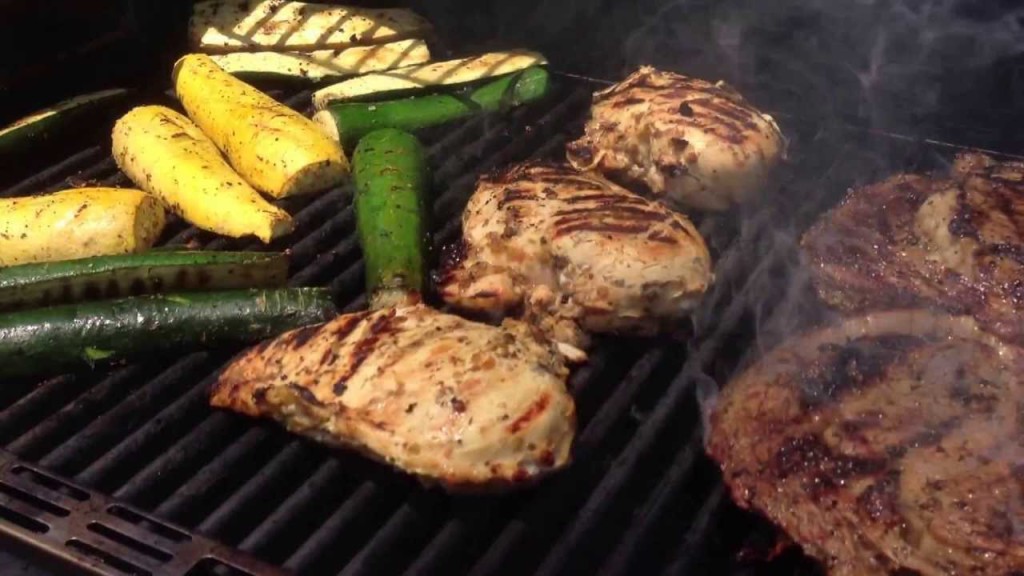 grilled meat and vegetables