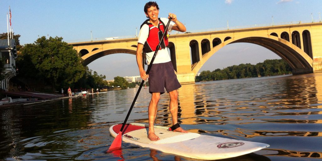 Zach Friedman paddle boarding