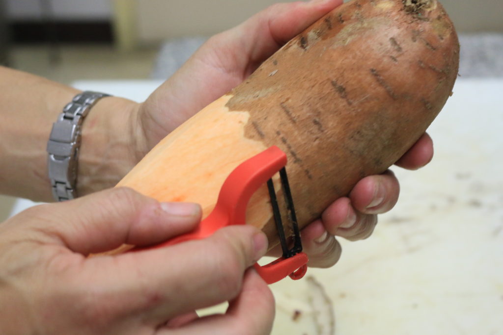 peeled sweet potato