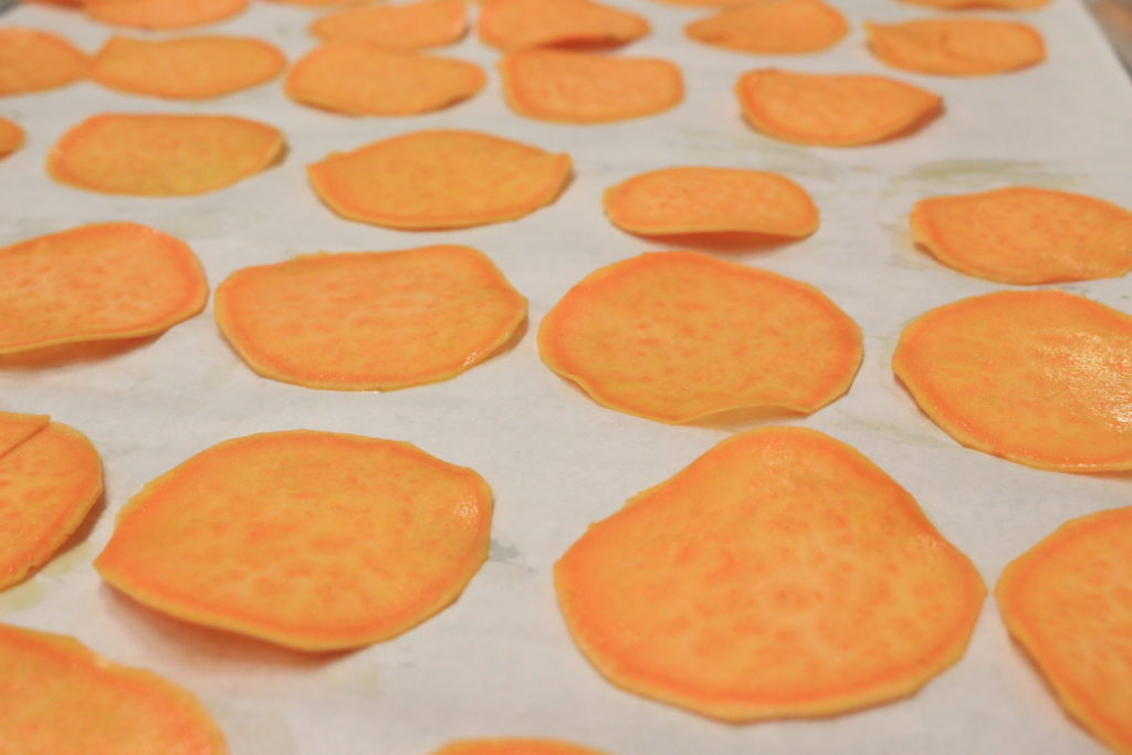 tray of sweet potato chips