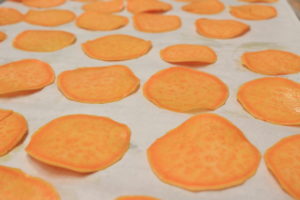 tray of sweet potato chips