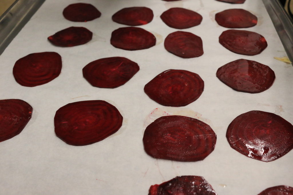 tray of beet chips
