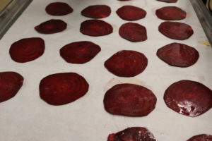 tray of beet chips