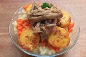 Our paleo rice bowl has all the flair and flavor of the traditional Cuban dish, without all the guilt and its a great way to use leftover pork.