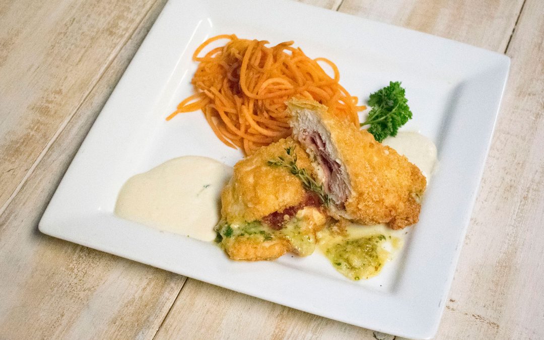 Pork Dust Crusted Chicken Cordon Bleu