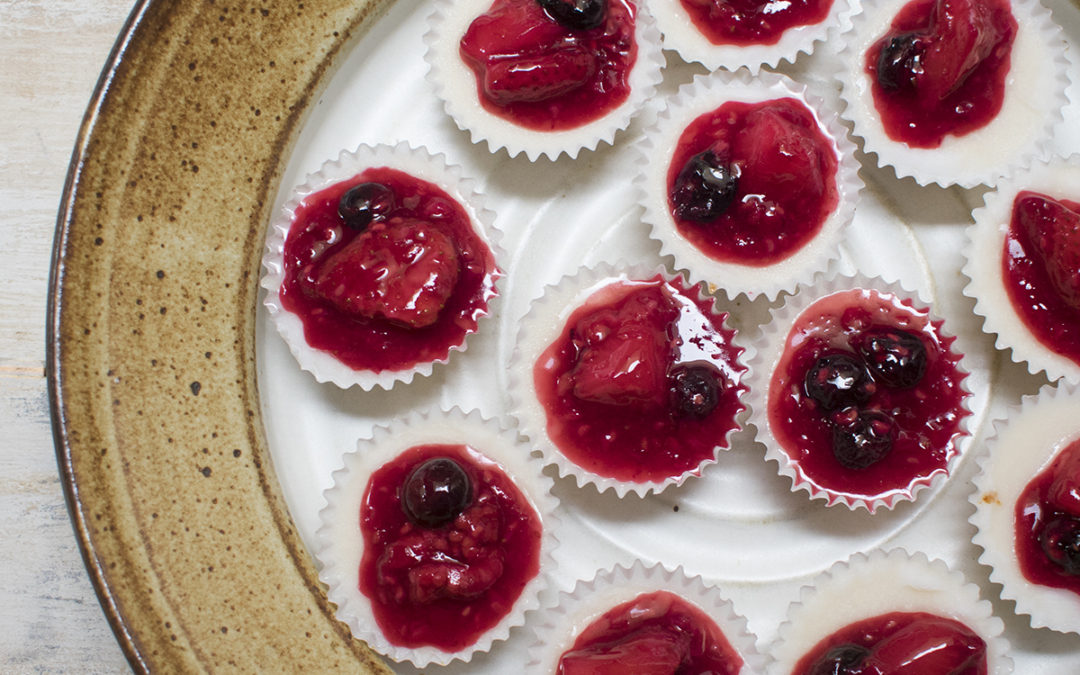 AIP Cheesecake Bites with Berry Compote and Graham Cracker Crust